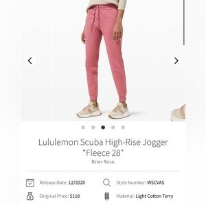 Lululemon Scuba High-Rise Jogger *Fleece 28"
Brier Rose
Size 6